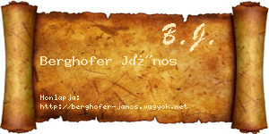 Berghofer János névjegykártya